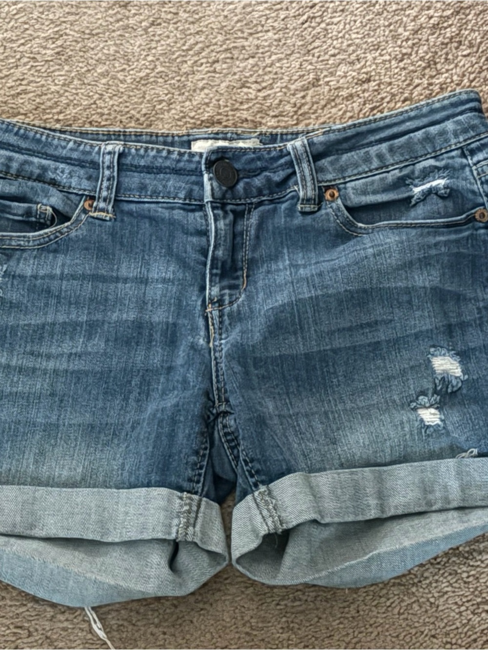 Blue Denim Roll-Cuff Women's Shorts